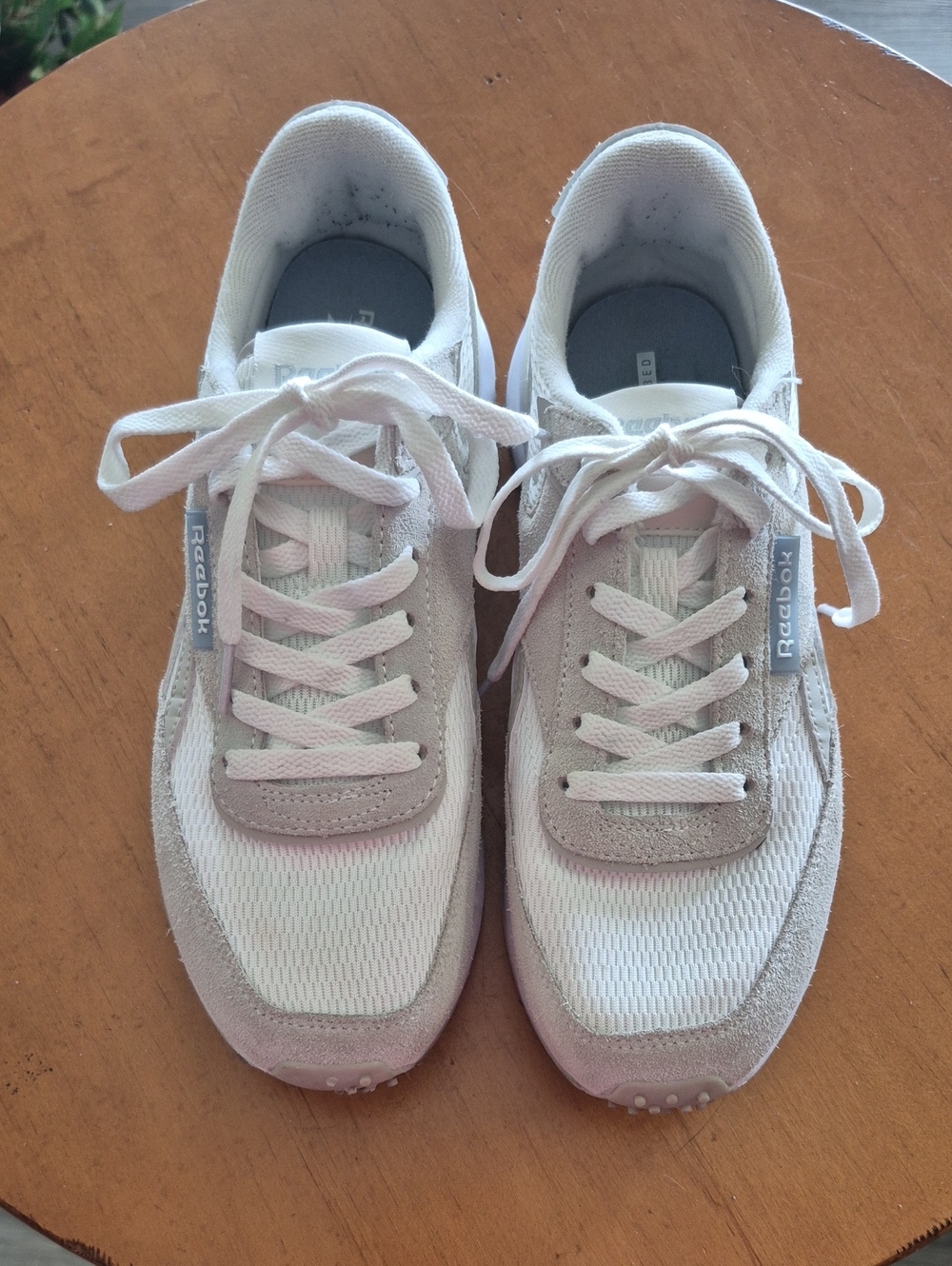 Reebok White and Light Blue Low-Top Sneakers